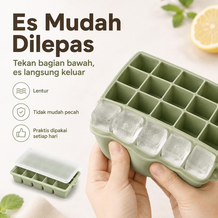 Cetakan Es Batu Silikon Wadah MPASI/Kaldu/Es Batu BPA FREE Silicone Cetakan Es Batu Silicone + Tutup