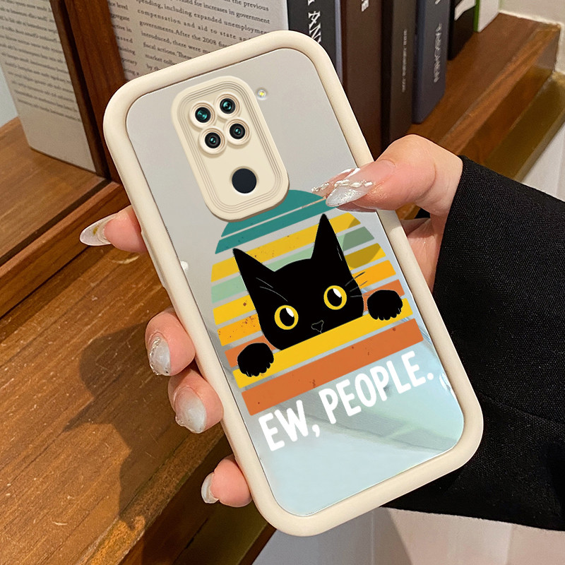Casing Hp Untuk Xiaomi Redmi Note 9 Note 9s Note 9 Pro POCO M2 Pro Case Kucing hitam Kasing Mirror C