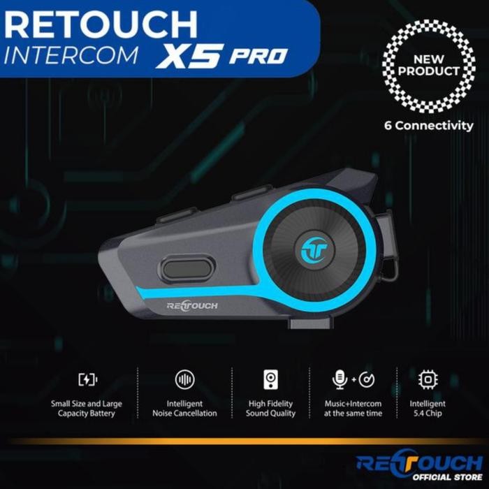 Intercom Interkom Helm Retouch X5 Pro Riding Bluetooth Headset