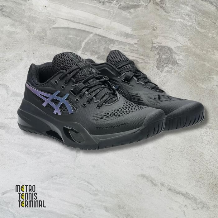 Asics Gel Resolution X Night Energy Women Black / Prism Blue ( Sepatu Tenis Wanita Asics )