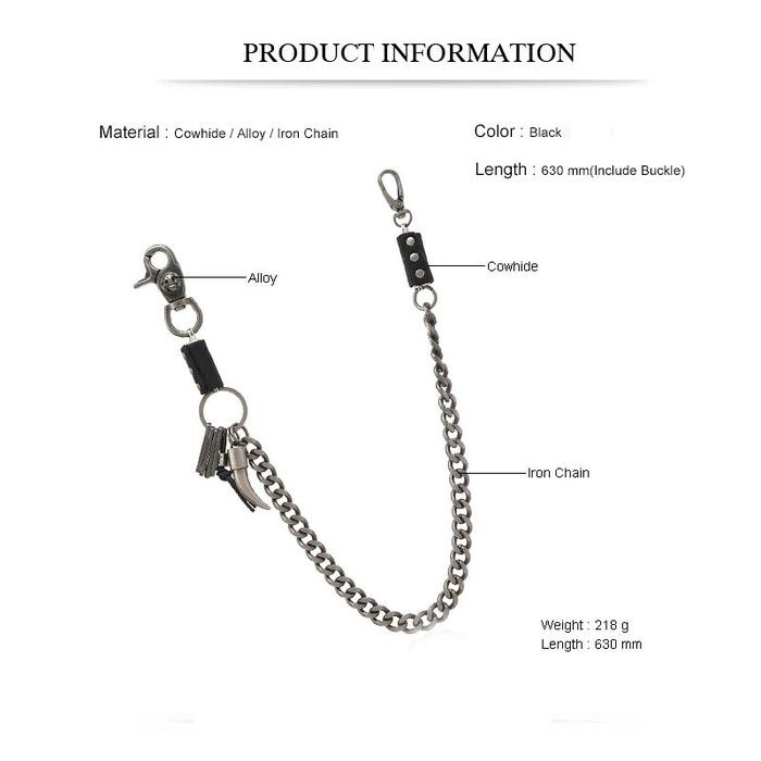 Fashion Rantai Baja Rantai Dompet Pria Anti Karat Rantai Celana Dompet Rantai Punk Rock Rantai