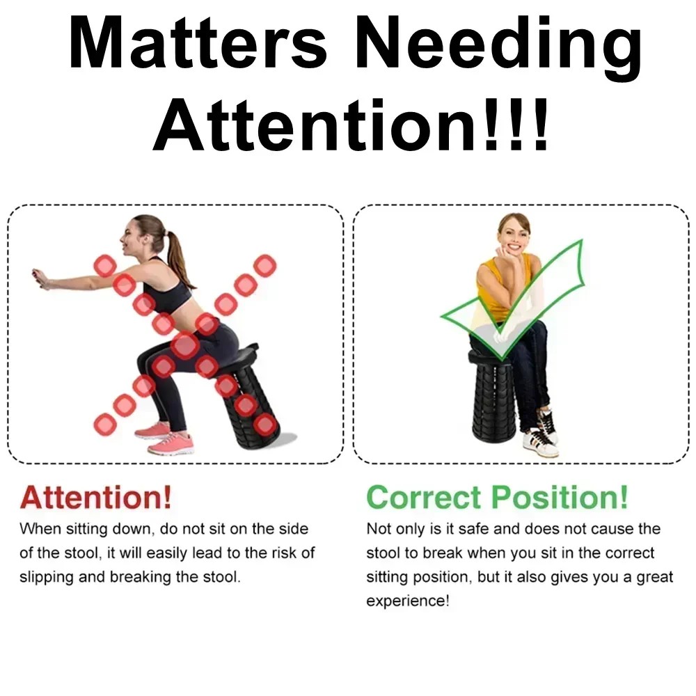 Portable Telescoping Folding Camping Stool, Outdoor Foldable Beach Chair, Folding Camping Chair for