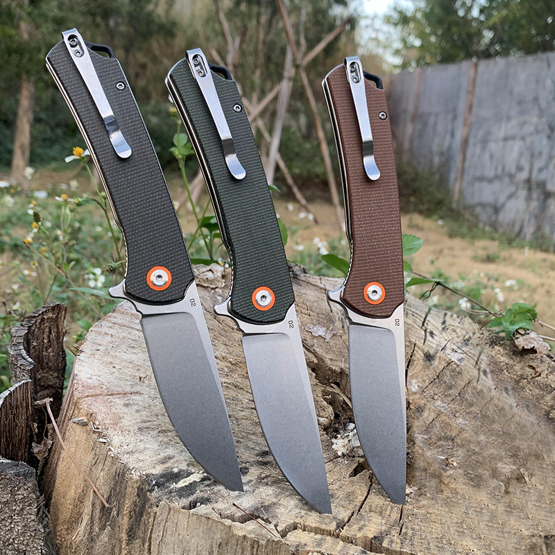 Outdoor Pocket Folding Knife D2 Steel Micarta Handle Multipurpose Survival Military Tactical Knives