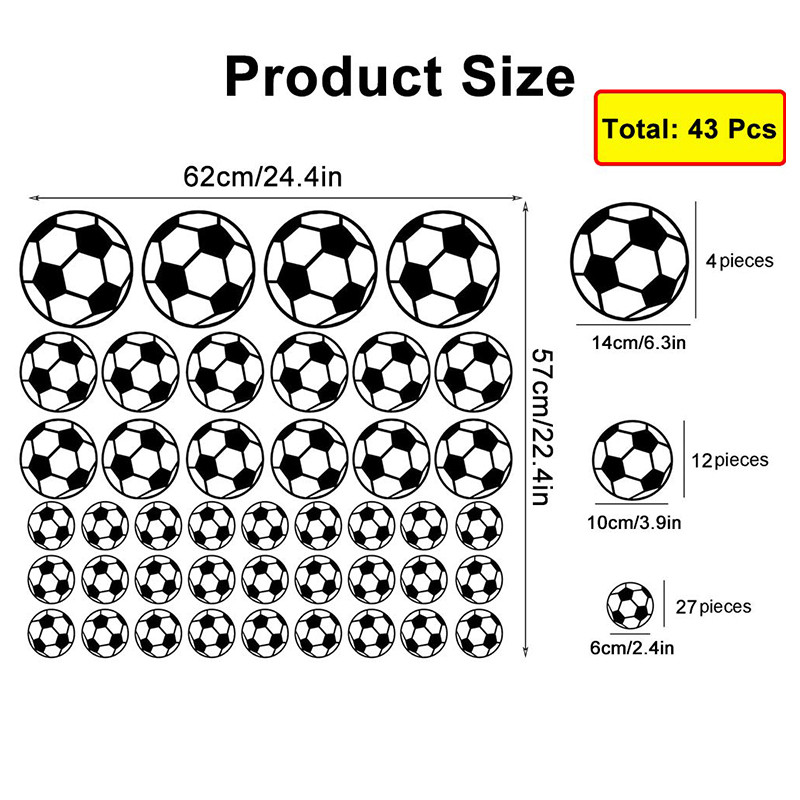 43Pcs Football Stickers Wall For Boys Room Vinyl Football Wall Art Stickers For Boys Playroom Living
