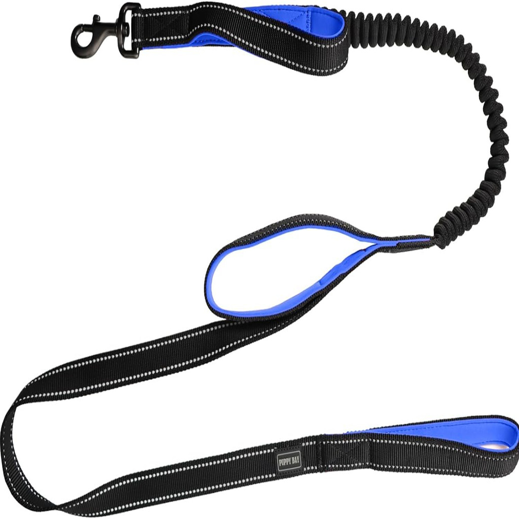 Extra Comfort Pink and Black Reflective Stitching Bungee Dog Leash for Small & Large Breeds - Heavy 