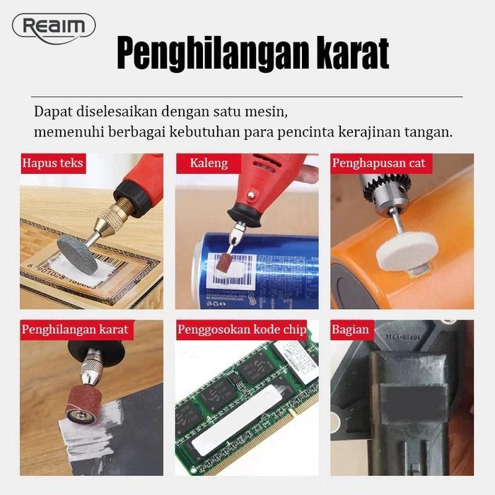 kencana REAlIM Bor Mini Set Lengkap 211PCs + Mata Bor Besi 1 Set - Mesin Gerinda & Ukir Multifungsi