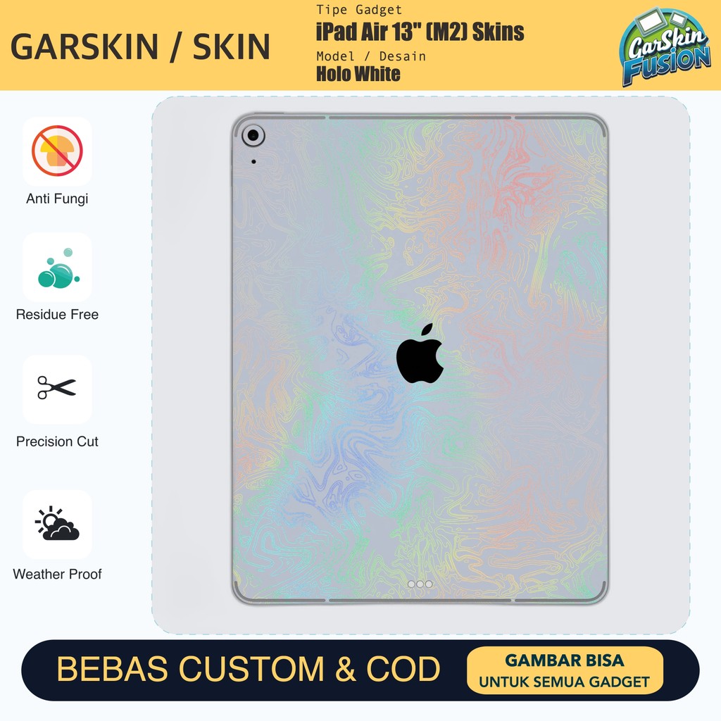 Skin Vinyl iPad Air 13 inch (M2) Holo White Anti Scratch Protector Case | by Fusion | Kode - C9LV
