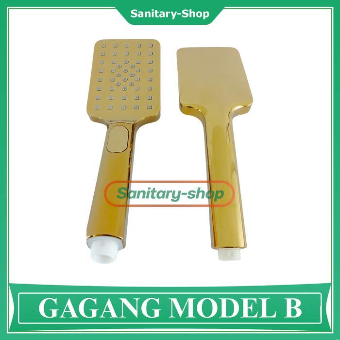 Gagang Kepala Hand Shower Mandi Bulat Kotak Gold Emas Promo