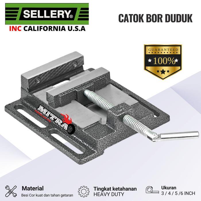 Sellery U.S.A. Catok Duduk Tanggem Ragum 3 inch Untuk Stand Bor Jepitan Dudukan Bor