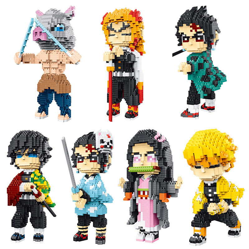 Hot Anime Demon Slayer Building Kimetsu No Yaiba Kamado Tanjirou Nezuko Zenitsu Kyoujurou Toys Kids
