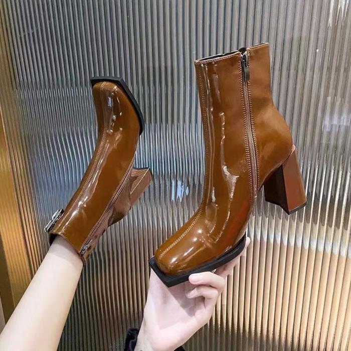 Menarik Sepatu Boots Heels Chunky Import Premium 9Cm B50 Terlariss 