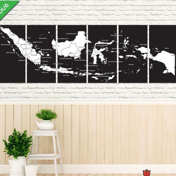 Pajangan Dinding Dekorasi Rumah Seri Peta Indonesia 90X30Cm 6Pcs Jumbo/ Peta Indonesia/ Peta/ Map/