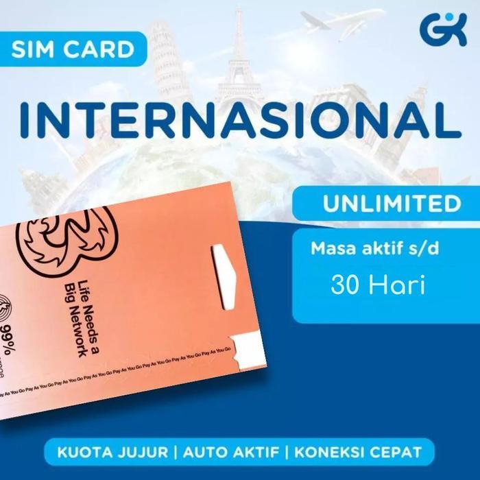 Simcard 3 UK & Indonesia Whatsapp nomor UK+44