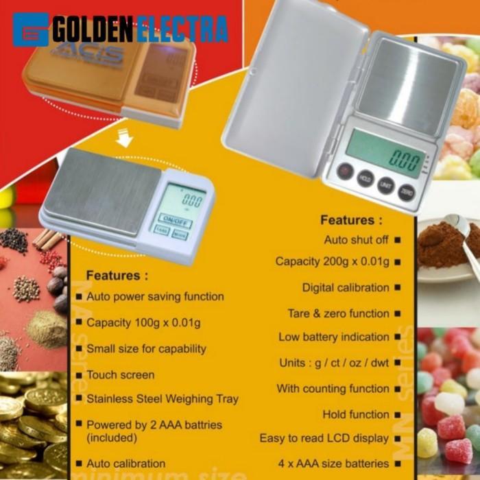 Terbaru Timbangan Digital Mini Acis Mn-200 Pocket Scale, Timbangan Digital Mini Emas Batu Akik,