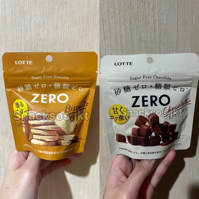 LOTTE ZERO SUGAR FREE CHOCOLATE CUBE CRUNKY DREAM CACAO COCOA / LOTTE ZERO SUGAR FREE BISCUITS