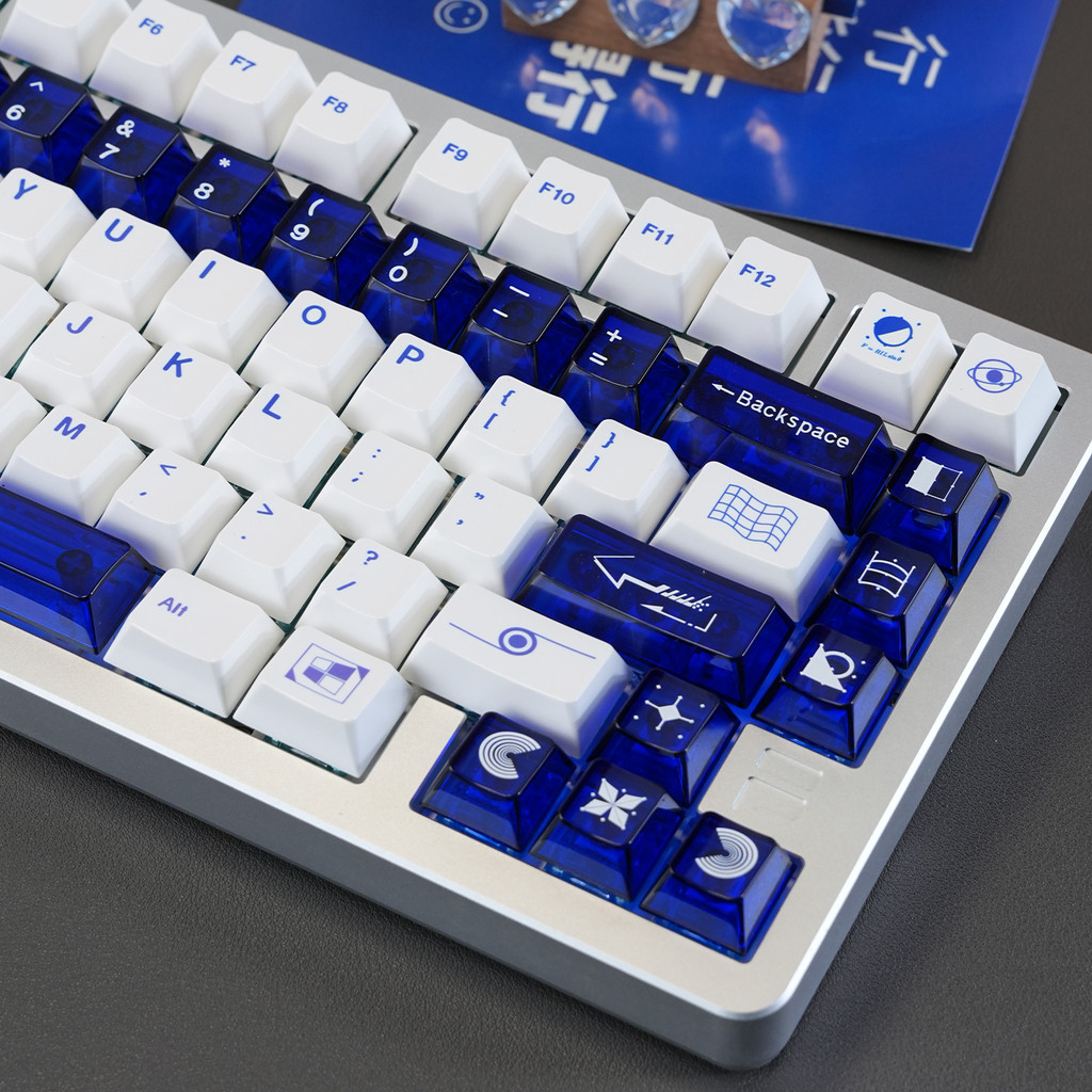 Minimalist White Blue Keycaps Cherry Profile PBT PC Keycaps Original Geometry Keycaps For MX Cherry