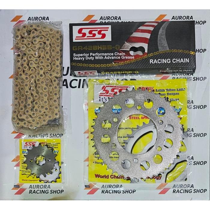 Gear Set Sss 428 Byson & Rantai Sss 428 Hsbt Gold Original