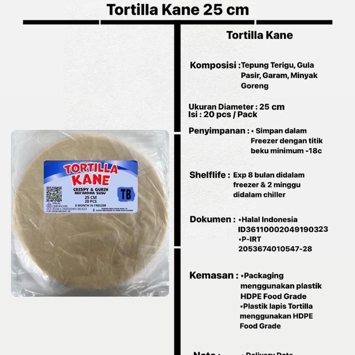 NEW (ISI 20 LEMBAR) Tortilla kane 25 cm / tortilla 25 cm / tortilla besar 25 cm Snack Crispy Food