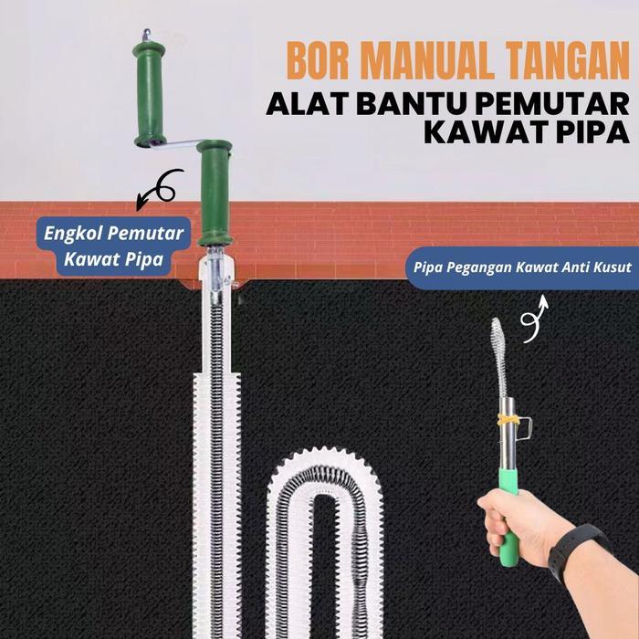 PROMO! Pipe Cleaner Bor Manual Kawat Pembersih Saluran Pipa Mampet Dengan Adaptor Bor