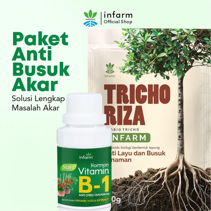 INFARM - Paket Anti Busuk Akar, Tricho Riza Infarm Nutrisi PIndah Tanam dan Penguat Akar Vitamin B1