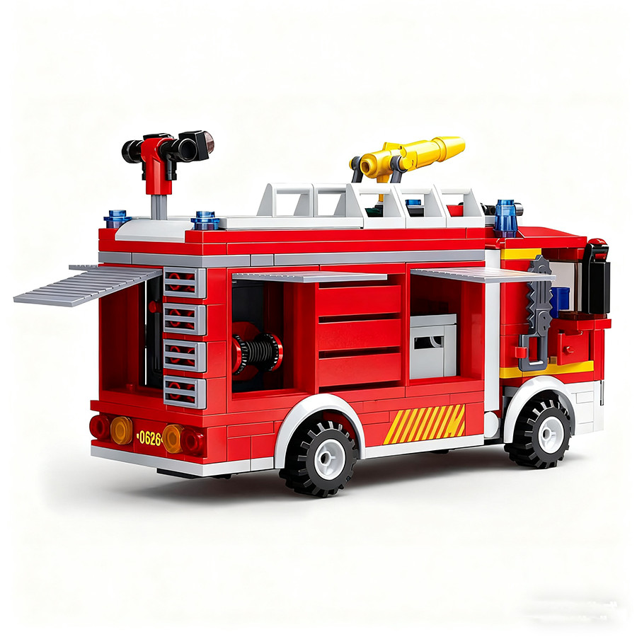 343 Pcs Fire Rescue Spray Aerial Water Tank Building Blocks Fire Truck Fire Series Series Fireman