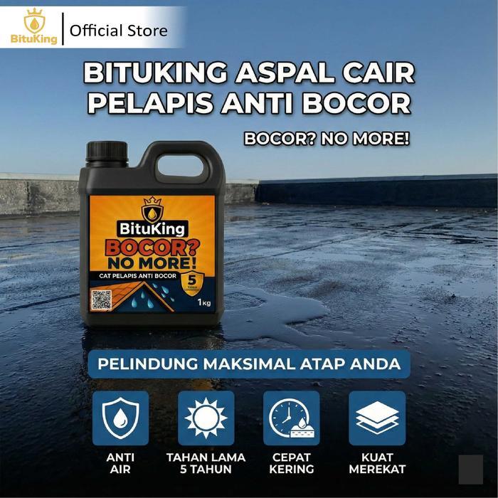 PROMO BITUKING ASPAL CAIR ANTI BOCOR 5KG CAT PELAPIS WATERPROOF DAK, ATAP, TALANG, KOLAM IKAN READY