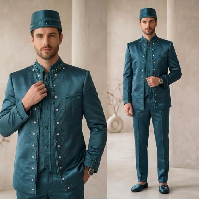 Basofi pengantin pria premium Beskap pria pengantin modern