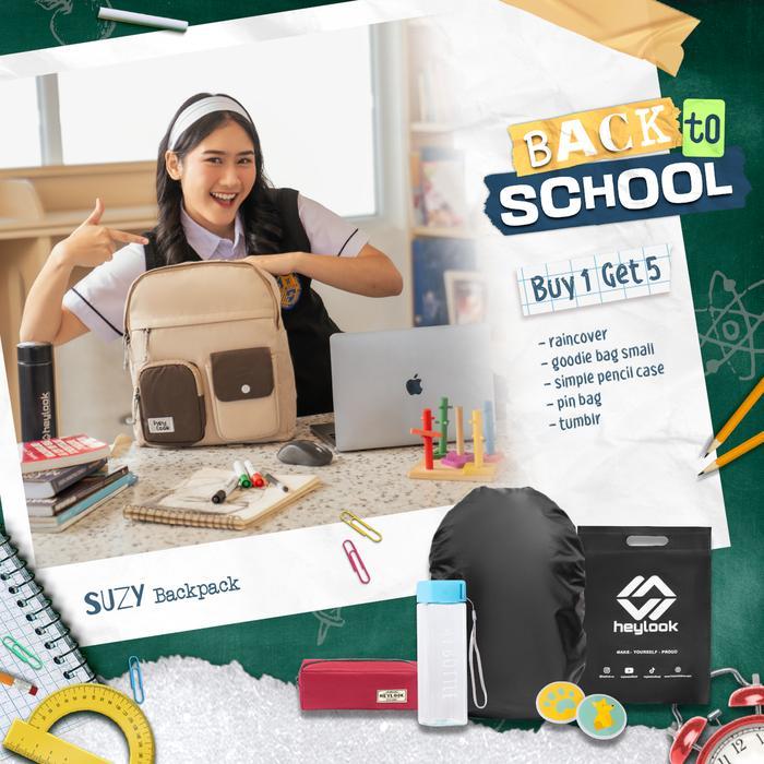 Elizabeth - (Paket Hemat Senior) Tas Ransel Wanita Jisoo Tas Punggung Backpack Cewek Tas Sekolah