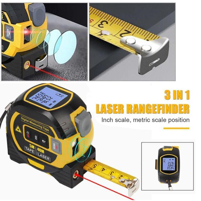 Meteran Laser Digital Distance Meter Rangefinder 3In1 40M Meteran Laser Pengukur Jarak Distance