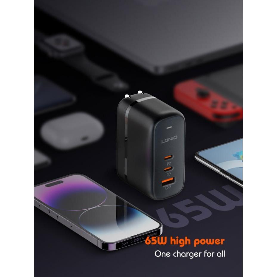Ldnio Q366 Travel Charger Adapter 65W Gan Tech Super Fast Charger
