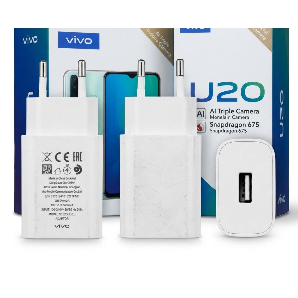 Adaptor Charger Vivo V1820C-EU Bekas Original Fast Charging 18W 9V 2A Untuk Vivo U20