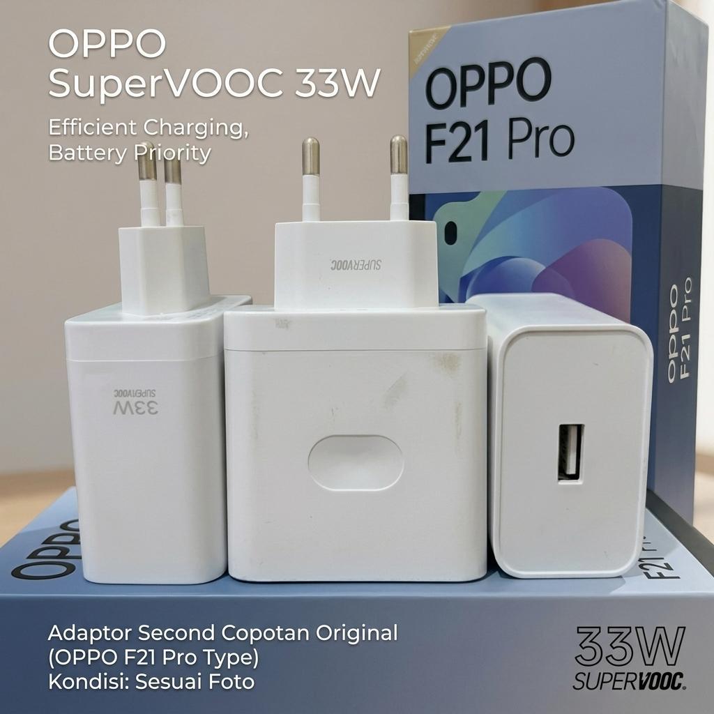 Charger Oppo VCB3HDEH Ori Second Original SuperVOOC 33W Fast Charging 5V11V 3A Cocok Untuk Oppo F21 