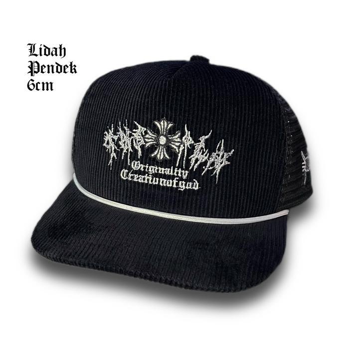 Topi Jaring Corduroy Garaga Full Black