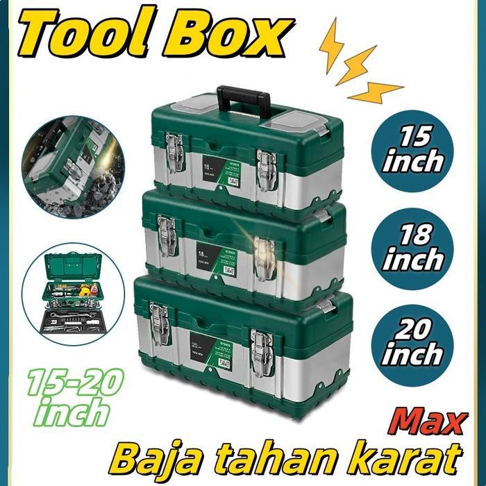 Krisbow - Tool Box Besar 12 15 18 20 Inch Tools Box Kotak Peralatan Besi /Tool Box Stainless Kuat 2
