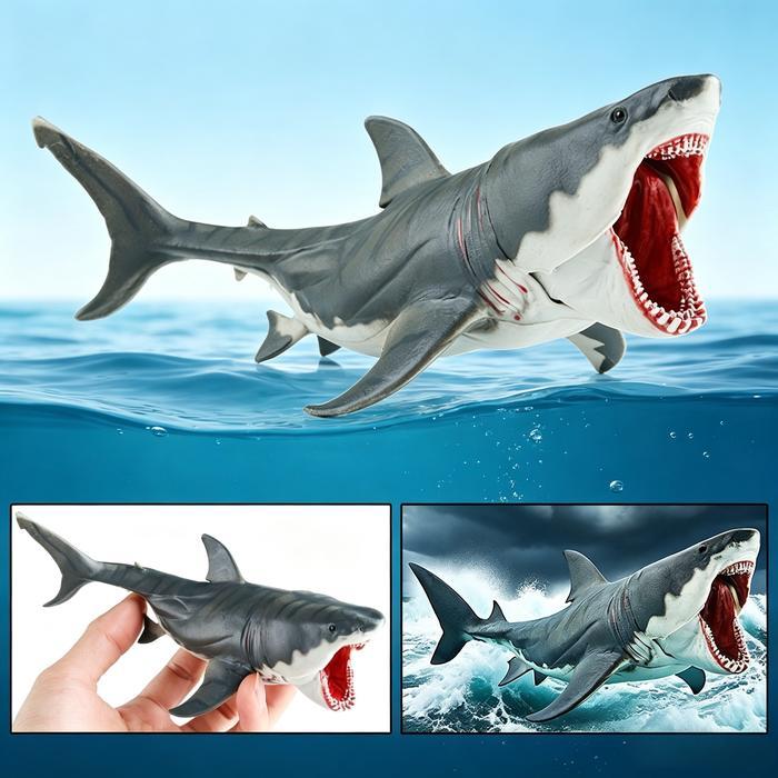 Mainan Megalodon / Action Figure Megalodon Shark / Model Hiu Putih Besar / Mainan Simulasi Hewan