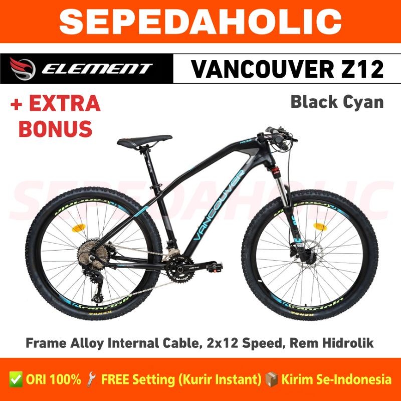 (tidak menerima paylater) Sepeda Gunung 27.5 MTB ELEMENT POLICE VANCOUVER Z12 Alloy 2x12 Speed Rem H