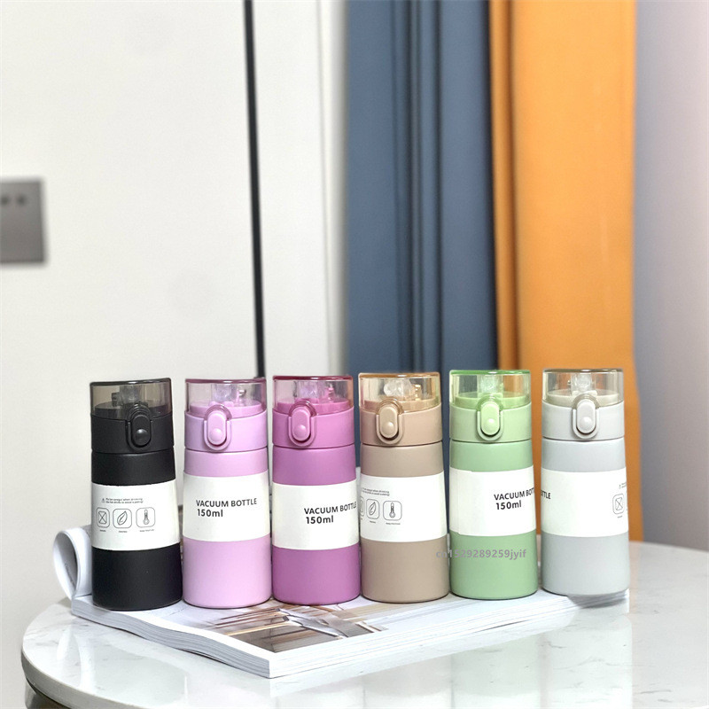 1p 150ml250ml Thermos up Leakproof Thermos Insulated up With Straw Portable Onebutton Opening Poket