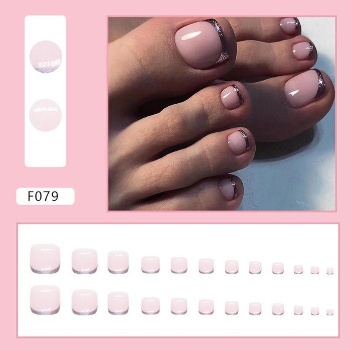 F079 - Kuku Cantik 24Pcs Set Kuku Palsu Fake Nails Box Free Lem Cair / Jelly Tahan Air Kuku Palsu
