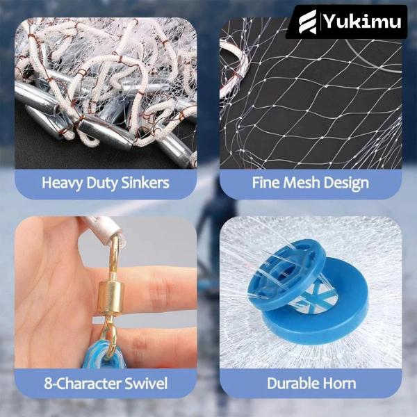 TERLARIS Yukimu JARING IKAN LEMPAR BAHAN NILON SIAP PAKAI 4,2 METER KECRIK IKAN JALA Bahan Nilon
