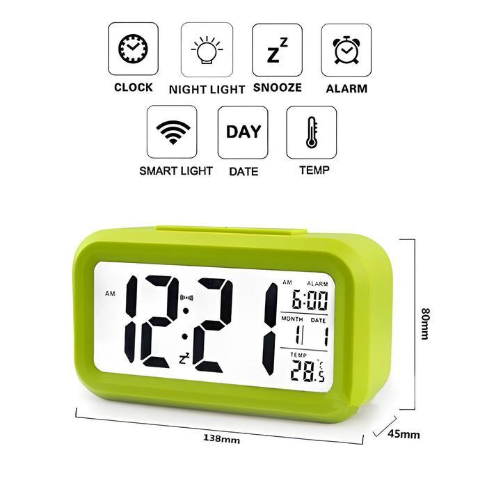 ykP JAM WEKER DIGITAL SMART ALARM CLOCK JAM MEJA SUHU DIGITAL