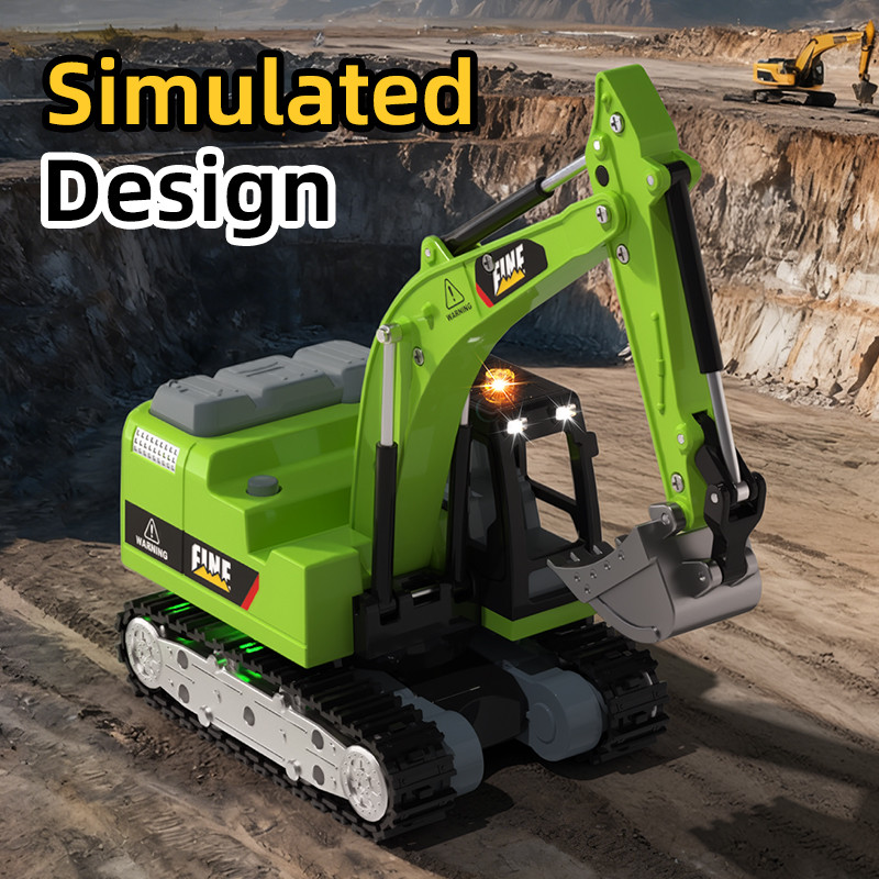 Mini 1:64 excavator, metal shell, toy lift, sound and light, adjustable construction vehicle model,