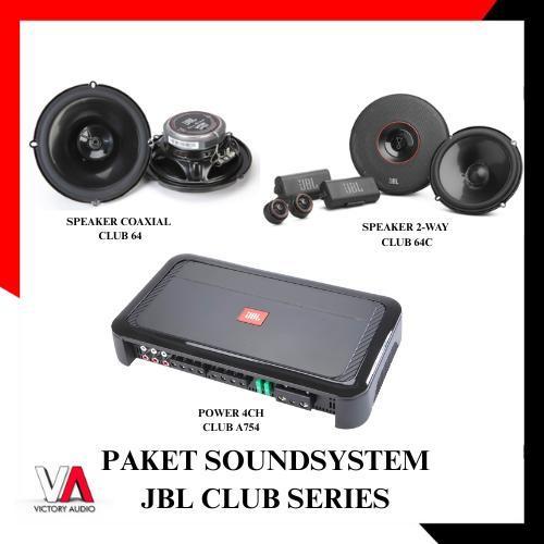 Paket Audio Mobil Full Set Sound System JBL CLUB SERIES 1 Speaker 4 Pintu + Power Amplifier 4ch Orig