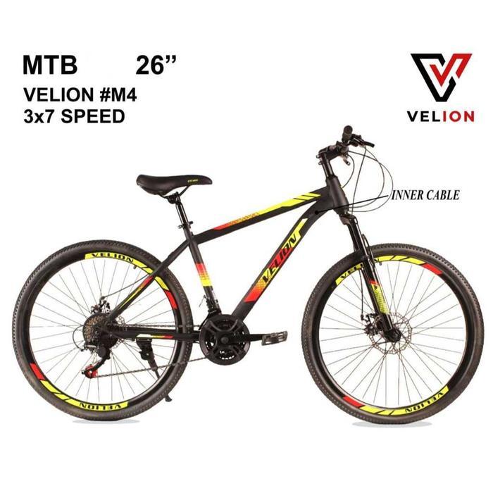 SEPEDA MTB 26 INCH VELION 3X7 SPEED COCOK UNTUK OLAHRAGA ORIGINAL 100% - Hitam Biru