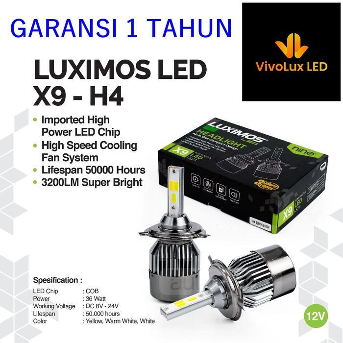 Lampu Utama Mobil Led X9 Eco9 Luximos Led H4 3 Warna Super Bright
