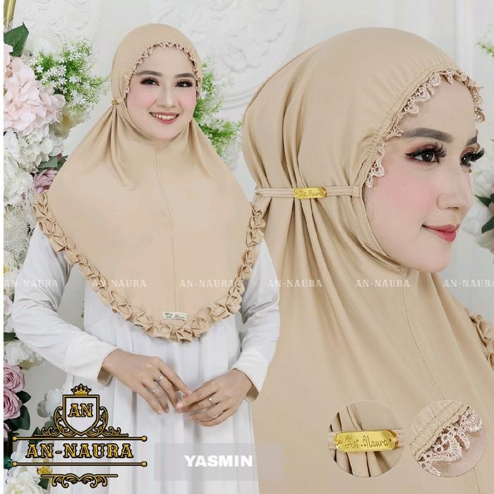 Sedia Bergo kerut renda yasmin terbaru - jilbab jersey kerut viral - kerudung jersey renda kerut