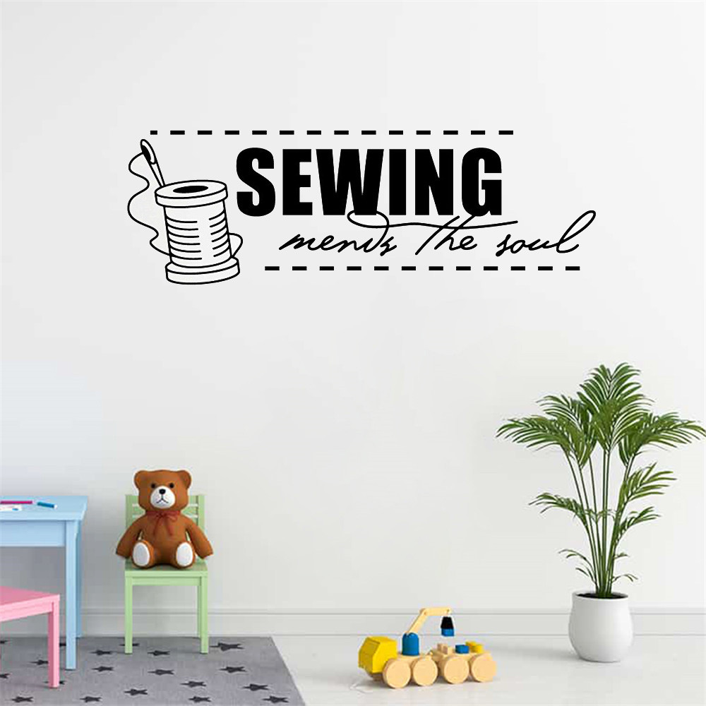 Mordern Sewing Studio Shop Wall Poster Tailor's Shop Decor Sewing Mends The Soul Wall Sticker Mural 