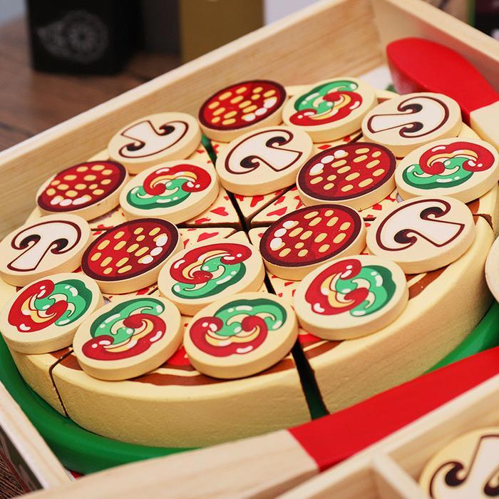 abmg- Melissa Doug Wooden Pizza Mainan Edukasi Masak Masakan Kayu Potong