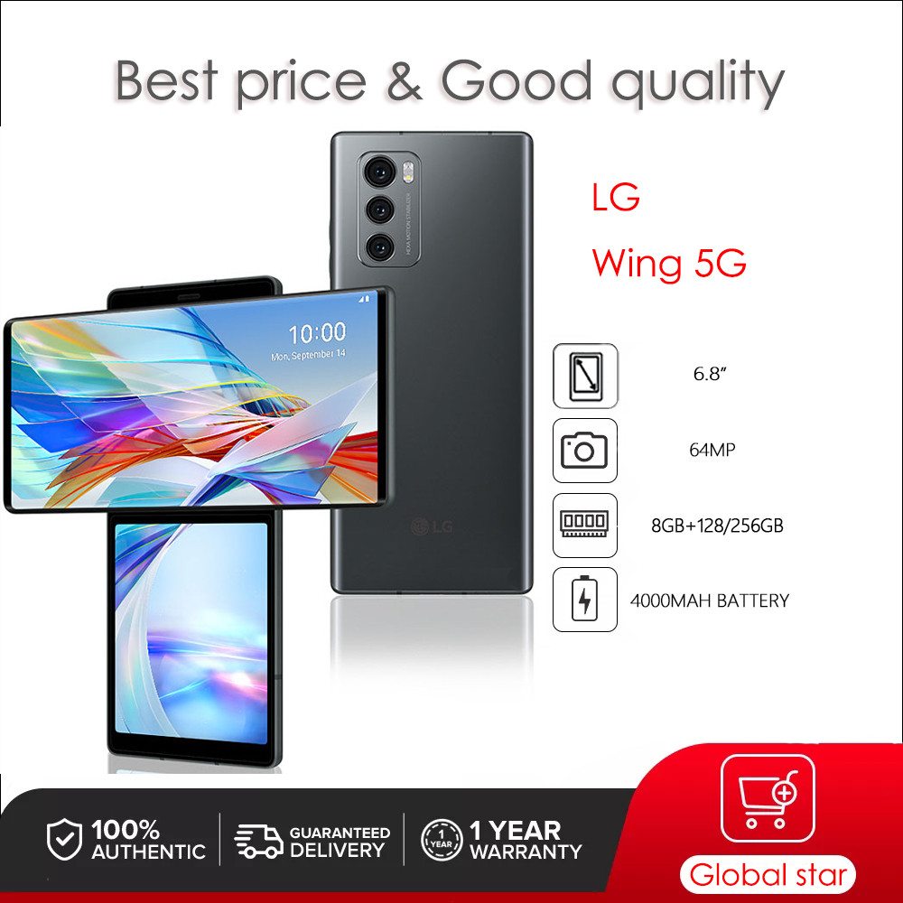 LG Wing 5G F100 Original Unlocked Single Sim 8GB RAM+128/256GB Octa-core 64MP 6.8'' 4000mAh Android