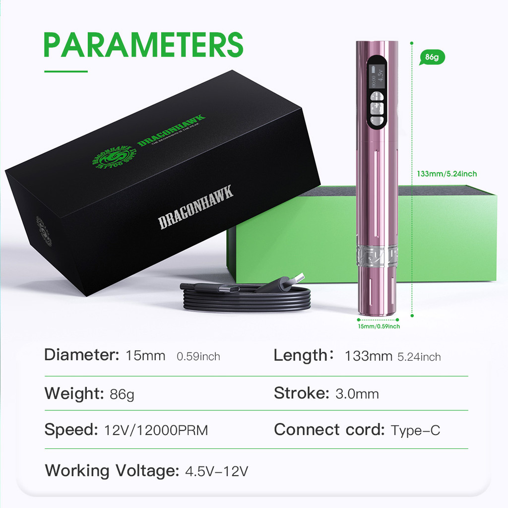 Dragonhawk Wireless Tattoo Machine for Permanent Makeup Tattoo Pen Beginner Eyebrows Lips Artist Sup