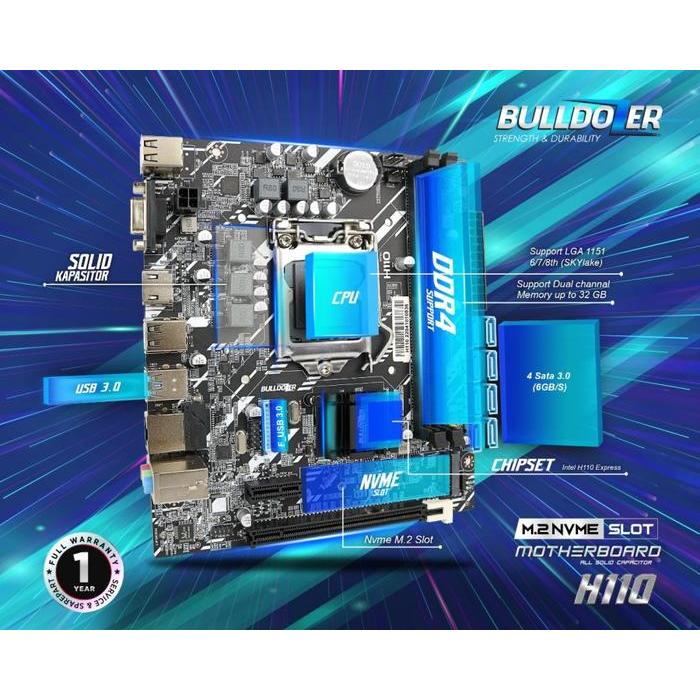 MOTHERBOARD BULLDOZER H110 INTEL 1151 TERMURAH